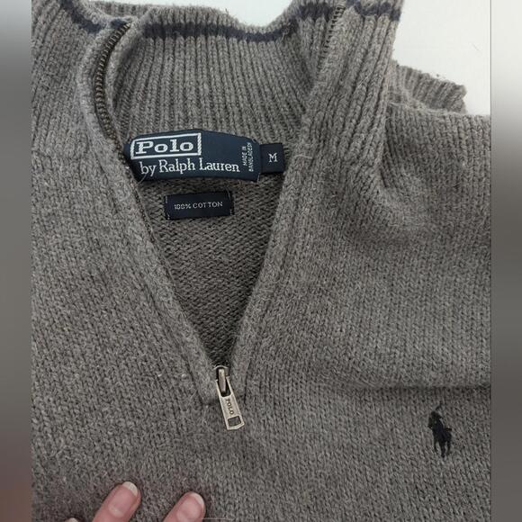 Ralph Lauren Grey Quarter Zip Sweater - Picture 2 of 3